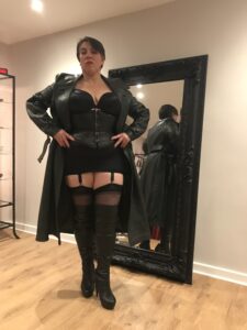 Agent Ida in full leather as the Military Leather Mistress